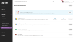 Edcuator account in Xello opened to the Work-based learning page